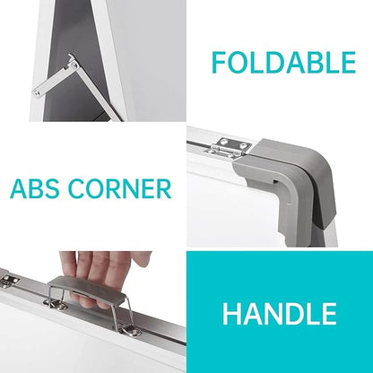 Magnetic Dry Erase Board with Calendar - Small Double Sided Whiteboard on Desktop with Monthly Schedule Planner, Portable Folding White Board on Table Top for Drawing, Teacher Students Classroom