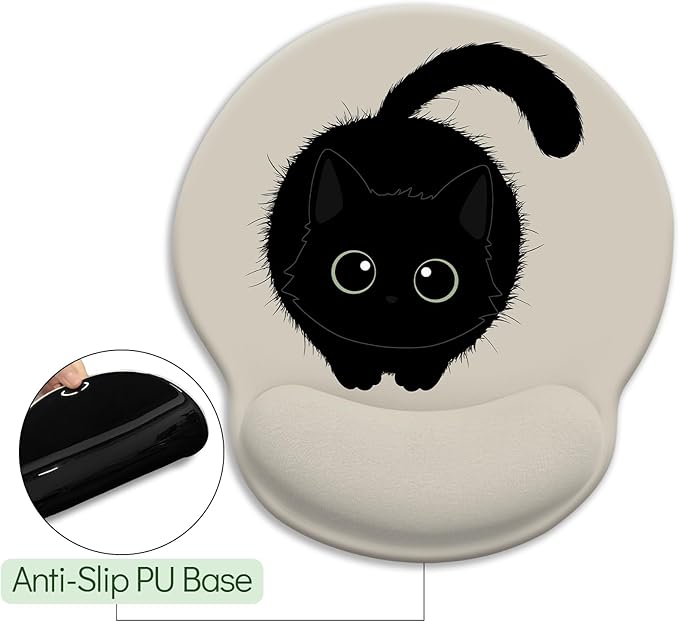 Cat Lovers Ergonomic Mouse Pad with Wrist Rest, Mouse Pads for Desk, Gaming Mouse Pad with Wrist Support, Funny Mousepad with Non-Slip Pain Relief PU Base, Cute Office Desk Accessories Decor