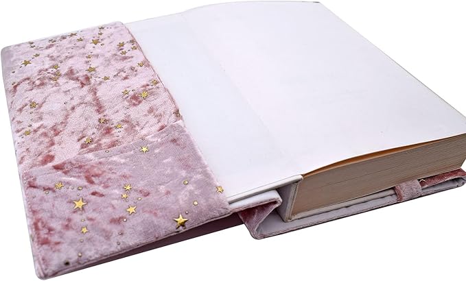 BLBMH A5 Book Cover for Paperbacks- Adjustable Fabric Book Sleeve Cover Protector Fit for 5.5x8.4 inch Hardcover Softcover Book Novels Notebook -Pink Stars