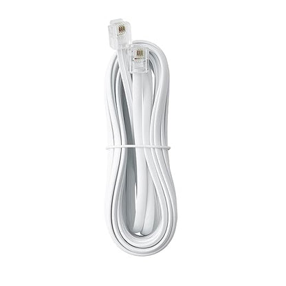 Newhouse Hardware 15 ft Telephone Extension Cord, with RJ11 (6P4C) Connectors, Works with Telephones, Fax Machines, Modems, 5-Pack, White