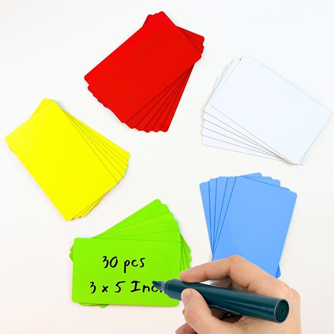 Availey 30 Pieces (3 x 5) - Full Colored Magnetic Dry Erase Labels - Reusable Strips for Classroom Home Office Garage Refrigerator Blank Writable Erasable Cards Name Tags Students Locker Shelf