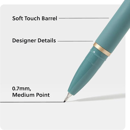 U Brands Catalina Felt Tip Pens, Set of 3, Soft Dye Colors and Soft Touch Finish, Medium (0.7 mm) Point, Black Ink