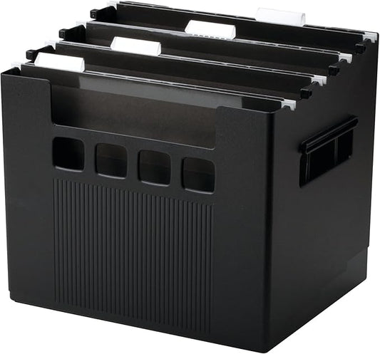 Pendaflex 43013 Desktop File w/Hanging Folders, Letter, Plastic, 12 3/4 x 10 x 11, Black