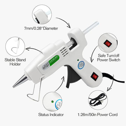 Hot Glue Gun Kit with 30 Glue Sticks, Fast Preheating Hot Melt, High Temp for School Crafts DIY Arts and Quick Home Repairs (20w)