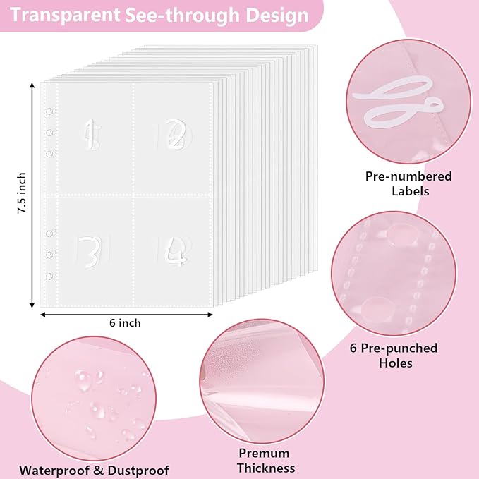 100 Envelopes Money Saving Challenge, Money Saving Binder to Save $5,050, Savings Challenges Book with Envelopes, Easy and Fun Way for Money Saving Challenge Book, 2 Reusable Trackers Included, Pink