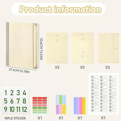 in Case I Go Missing Binder,The Folio Document Organizer,Veloron Life Organizer,Lifebook Document Organizer with Labels,Suitable for Important,Emergency,Passports,and Letters(DarkYellow)