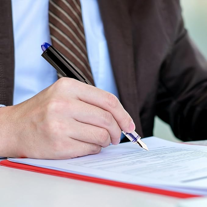 EYEYE Fountain Pens for Writing, 8 Pack Blue Fine Point Pens Disposable Fountain Pens Stainless Steel Nib, Smooth Writing for Calligraphy, Journaling, Drafting, Sketching, Doodling & Office Supplies