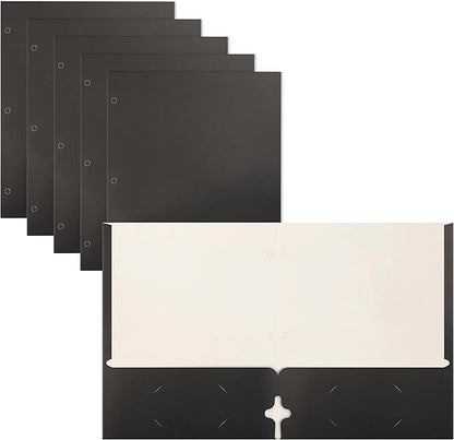 Better Office Products Two Pocket Portfolio Folders, 50-Pack, Black, Letter Size Paper Folders, 50 Pieces, Black