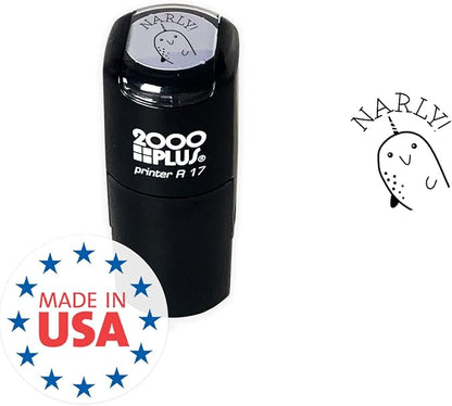 Gnarly Narwhal Stamp / 2000 Plus Self Inking Teacher Cute Animal Reward Stamper / 9/16" Small Black Narwhal Themed Imprint Planner Worksheet Stamp