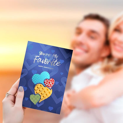 Anniversary Card to Husband Wife, Happy Anniversary for Him Her Couple, Premium Specialty Paper with Silver Foil Accents and a Textured Frosted Finish