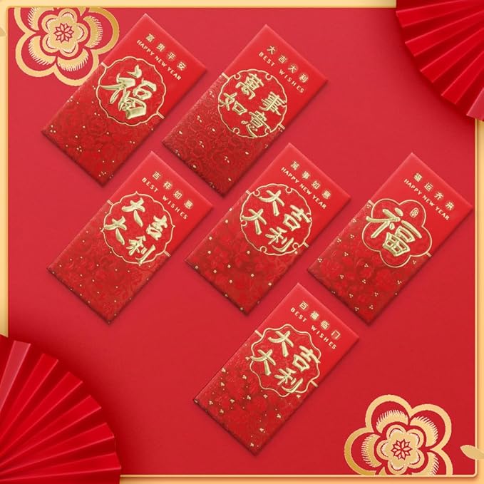 Red Envelope, 36 Pcs Chinese Money Envelopes for Cash, Lunar New Year Envelopes, 红包, Snake Red Envelopes 2025, Red Packets,Chinese Luck Money Envelopes for Wedding Birthday Spring Festival Supplies