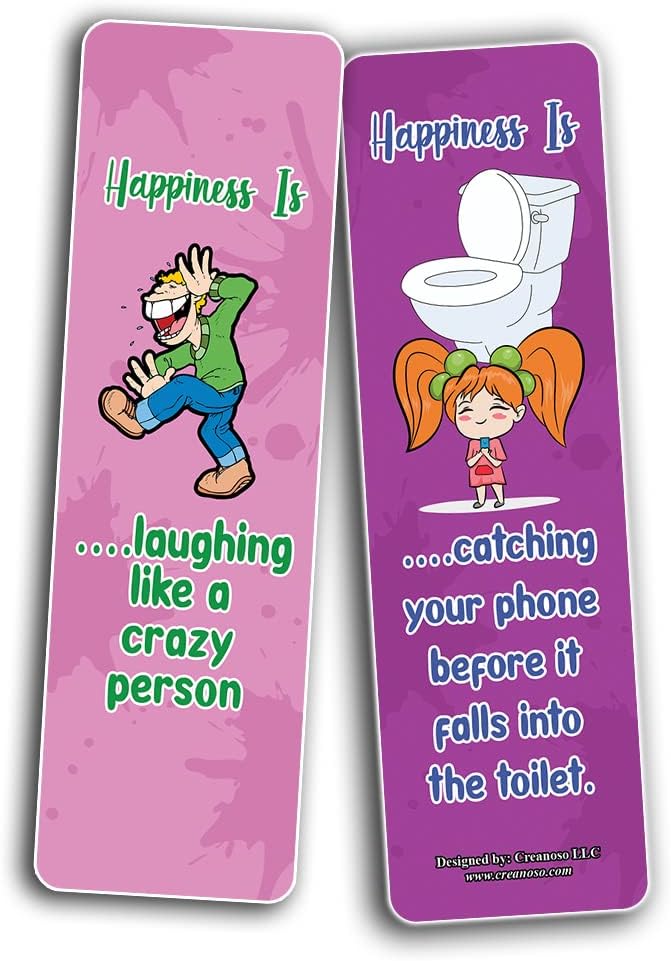 Creanoso What is Happiness? Happiness is? Bookmarks (5-Sets X 6 Cards) – Daily Inspirational Card Set – Interesting Book Page Clippers – Great Gifts for Adults and Professionals