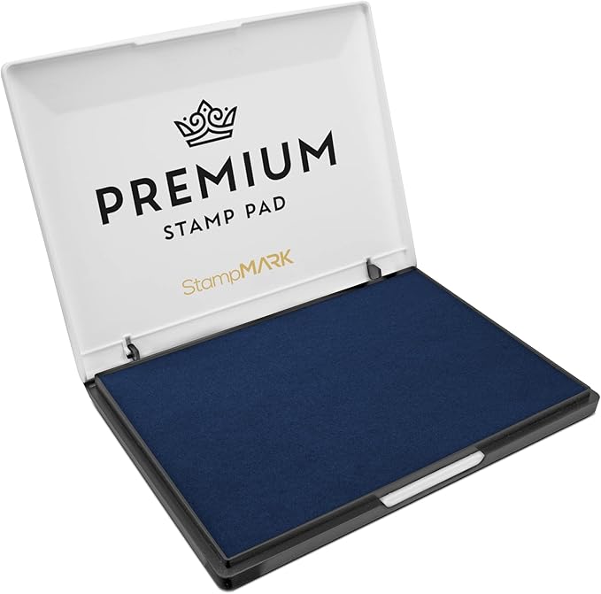 Premium Stamp Pad Extra Large Size 6" x 8" - for Traditional Rubber Stamps - Felt Pad Blue Color