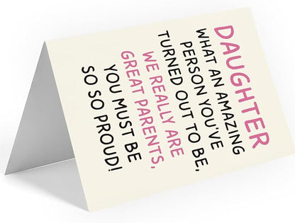Daughter Birthday Card | Birthday Card for Daughter | Birthday Card Daughter | Daughter Birthday Card from Mom & Dad & Parents | Funny & Happy Birthday Card & Gifts for Adult Daughter