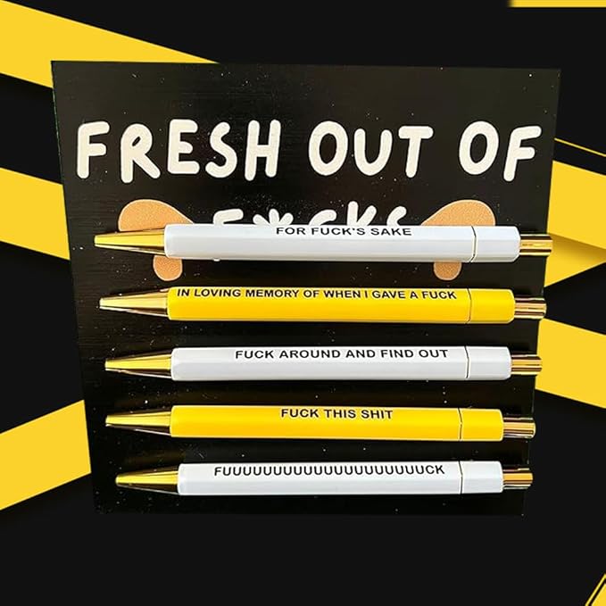 Funny pens,5-Count,Black Ink,Medium Nib 1.0mm,Funny Office Gifts for Coworkers,Personalized Pens Vibrant Funny Quotes Word Daily Pen (BY)