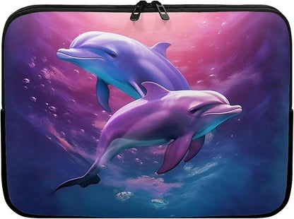 Dolphin Laptop Protective Sleeve for Women Men 13 inch Laptop Covers with Large Capacity Lap Top Case Lightweight Computer Sleeve Bag Suitable Gifts for Holidays Tablet Bag Purple
