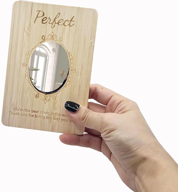 Mothers Day Cards,Handmade Bamboo Greeting Cards,Wooden Thankyou Card,Mother's day Card for Mom,Mum,Mirror