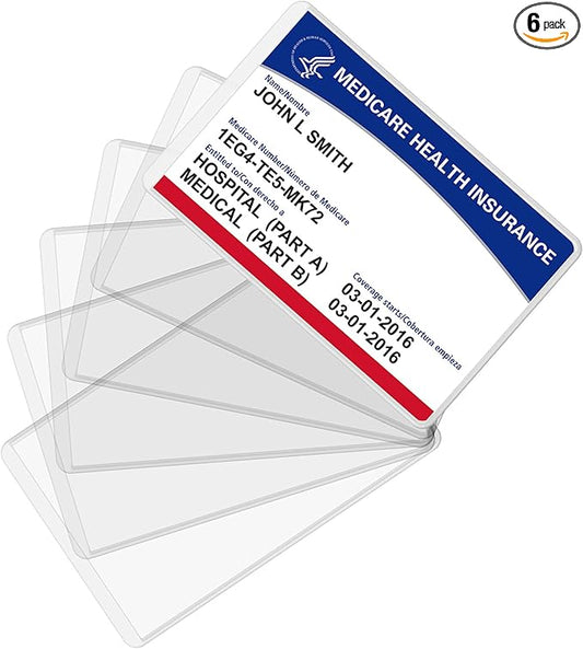New Medicare Card Protector, 6 Pack Plastic Card Holder for Wallet Single 12 Mil Business Card Sleeve Waterproof Cards Plastic Protector for Credit Card Business Card Social Security Card