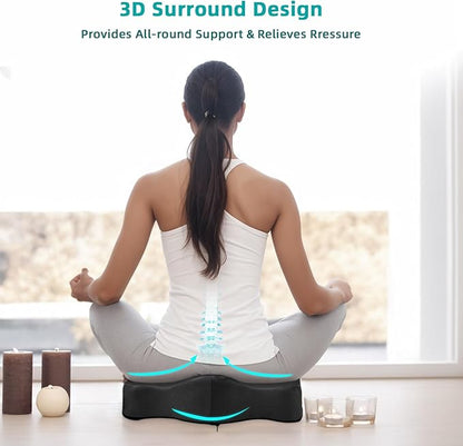 Memory Foam Seat Cushion - Seat Cushion for Office Chairs - Ergonomic Cushions Pad Pillow for Pressure Relief Sciatica & Pain Relief, Seat Cushion with a Storage Bag (Black)