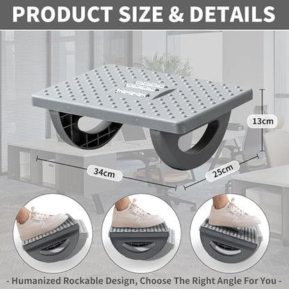 Foot Rest for Under Desk at Work - Ergonomic Foot Stools for Under Office Desk - Rocking Footrest with Roller Massager - Leg Rest for Chair, Computer Gaming - Promote Leg Circulation(Gray)