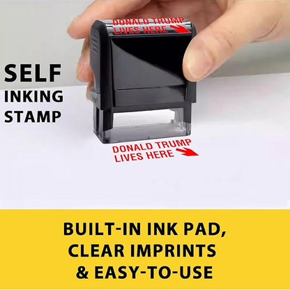 Donald Trump Lives Here Stamp, Self Inking Trump Stamp for Donald Trump Merchandise, 2024 Election Merchandise Trump Party Supplies Funny Donald Trump Gifts