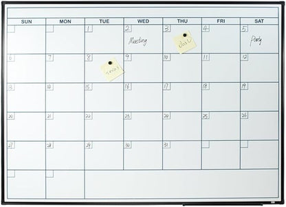 Lockways Dry Erase Calendar Whiteboard, Magnetic White Board Calendar Monthly 48 X 36 Inch, Ultra-Slim Black Aluminium Frame