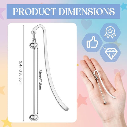 8 Pcs Beadable Bookmarks DIY Metal Blank Bar Bookmark for Beads Modern Beaded Bookmark Craft Jewelry Pendant Charm Gift for Book Lovers Student Teacher Office Supplies (Silver)