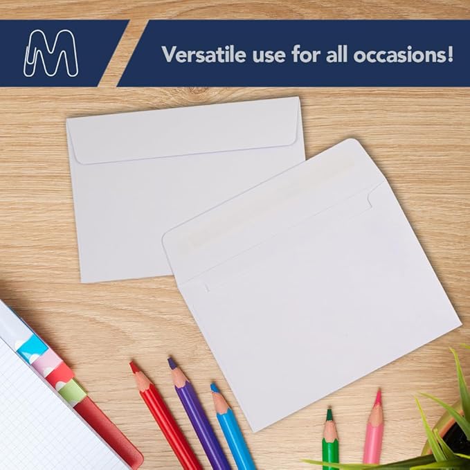 MOS A9 Invitation Envelopes – 5-3/4" x 8-3/4" White Mailing Envelopes Self Seal (500 Count) – 120GSM/ 32LB Bond Heavy Duty – For Greeting Cards, Card Making, RSVP Cards, Wedding Invites