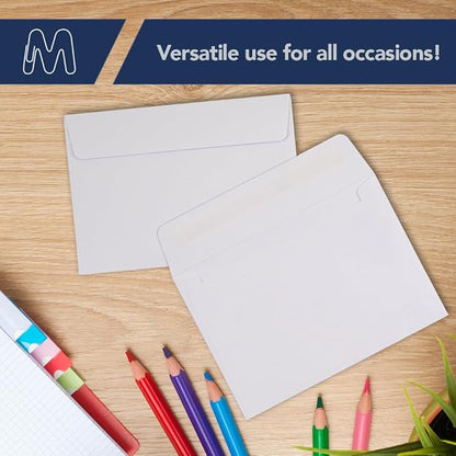 MOS A9 Invitation Envelopes – 5-3/4" x 8-3/4" White Mailing Envelopes Self Seal (500 Count) – 120GSM/ 32LB Bond Heavy Duty – For Greeting Cards, Card Making, RSVP Cards, Wedding Invites