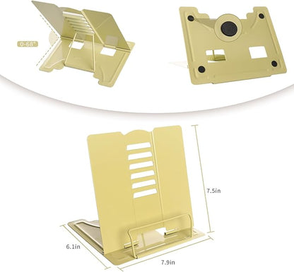 Camelmother Metal Book Stand Holder for Reading Adjustable (Full Yellow), (Camelmother-9)