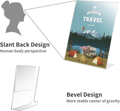 18 Pack Acrylic Sign Holder 8.5 X 11, L Shape Clear Sign Holder, Clear Plastic Sign Holder Picture Photo Frames, Flyer Document Paper Display Stand for Office Desktop