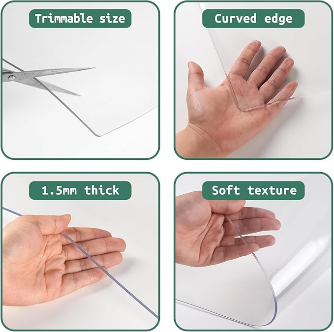 Clear Chair Mat for Hardwood Floors - 46''x72'' Heavy Duty Office Chair Mat, Rectangle Rolling Chair Mat for Hardwood, PVC Protector Hard Floor Mat for Computer&Desk Chair (46'' x 72'')