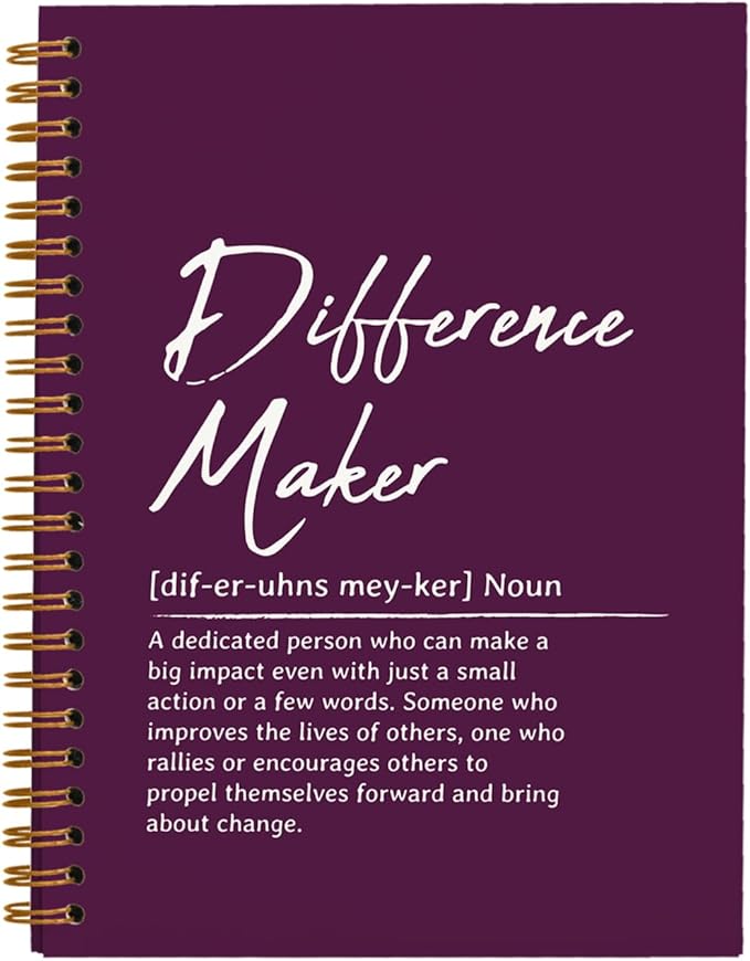 OXW Difference Maker Appreciation Gift, Meeting Notebook for Work, Thank You Gifts for Leader Mentor Manager Boss, Office Supplies Social Worker Notebook, Purple Hardcover Spiral Notebook 5.5 x 8.3