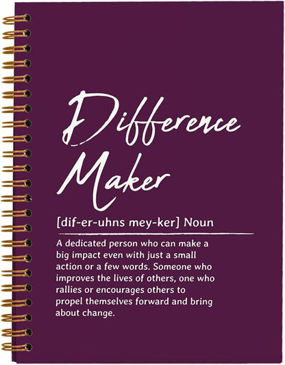 OXW Difference Maker Appreciation Gift, Meeting Notebook for Work, Thank You Gifts for Leader Mentor Manager Boss, Office Supplies Social Worker Notebook, Purple Hardcover Spiral Notebook 5.5 x 8.3