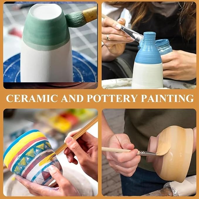 10 Pieces Glaze Brushes for Pottery Mop Brush for Pottery Glazing Goat Hair Blending Brush for Pottery