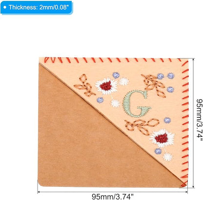 PATIKIL Personalized Embroidered Corner Bookmark, Cute Flower Felt Stitched Triangle Book Mark Page Marker for Women Men Book Lovers Teachers, Pink, Letter G
