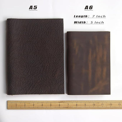 Leather Refillable Notebook,Vintage Leather Journal Diary Journal,7 x 5 IN A6 Binder Notebook (Dark Brown)