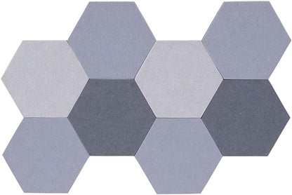LAJAR 8 Pcs Hexagon Felt Bulletin Board Tiles, Self Adhesive Felt Pin Board Wall Tiles for Photos, Pictures, Memos (Light Gray)