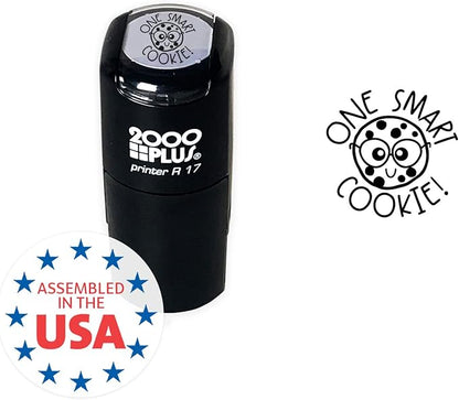 One Smart Cookie Stamp / 2000 Plus Self Inking Teacher Food Themed Treat Stamper / 9/16" Small Black Imprint Planner Worksheet School Homework Classroom Stamp