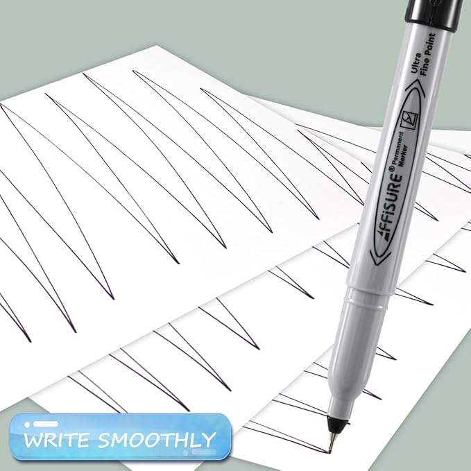 Permanent Markers, Ultra Fine Point, Black, 40 Count, 0.4mm, Fine tip permanent marker set, quick dry, waterproof, fading resists, durable, marks on paper, glass, ceramic, plastic, wood, rock, metal