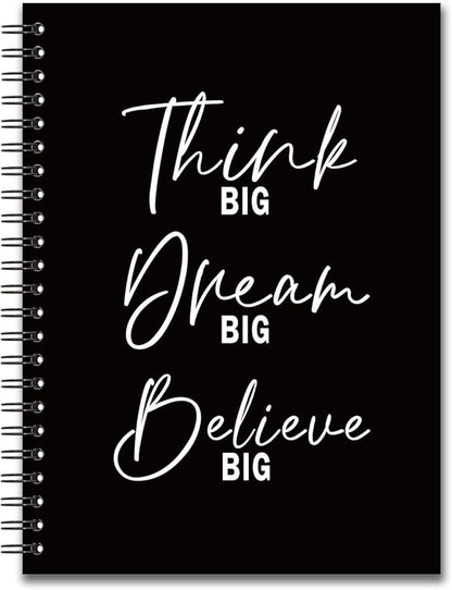 YAZMEEN Motivational Blank Spiral Notebook（160 Pages） Think Big Dream Big Believe Big Hardcover Sketchbook Inspirational Gift Funny Notebook Birthday Gift for Women Men Teen Student Friend Colleague