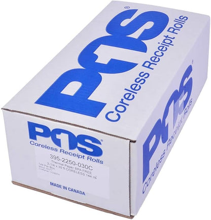 2 1/4 x 30 feet x 144 rolls CORELESS BPA Free Thermal Paper Rolls for Poynt and Pidion Thermal Receipt Printers. 25mm diameter