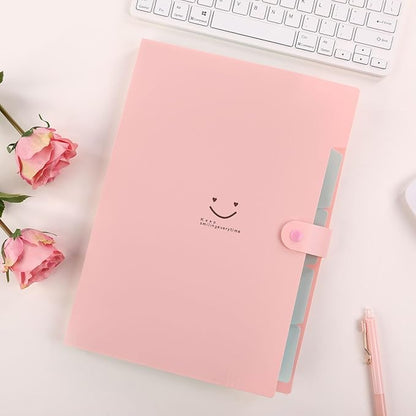 SKYDUE Expanding File Folder 5 Pockets, Skydue Letter A4 Paper Accordion Document Organizer (Pink)