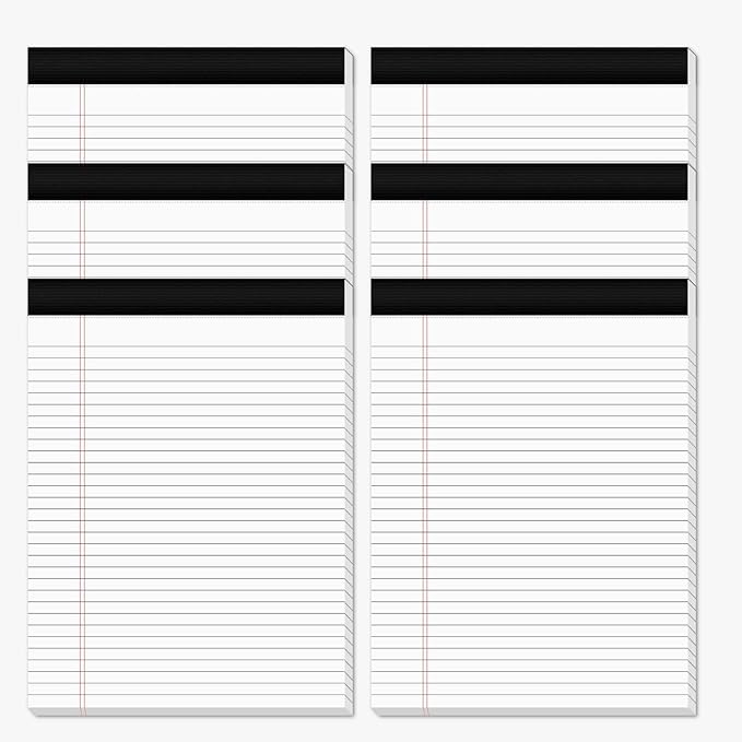 Legal Pads 8.5 x 11 Note Pads 8.5 x 11 Wide Ruled Notepad Lined Paper Writing Pads for Home, School, Office Use, 80gsm Perforated Legal Pad - Sturdy Cardboard Backing Support, 6 Pack (30 Sheets/Pad)