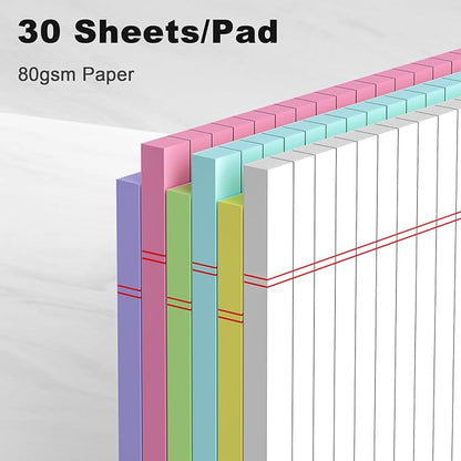 6pcs Small Note Pads 5x8 Colored Legal Pads Paper College Ruled Notepad Clear Print Writing Pads 5 x 8 Legal Pads Perforated Narrow Ruled Pads of Paper (Multicolor)