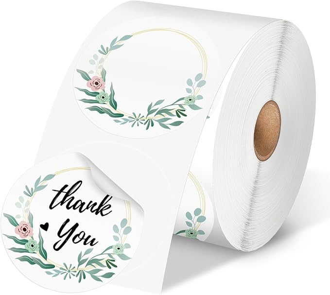 Phomemo 4X6'' Thermal Shipping Labels - Pack of 500 4x6 Fan-Fold Labels for Shipping Label, Address, Mail, Product Logo Label, Commercial Grade (White-Flower, 2''x2'' 500pcs)