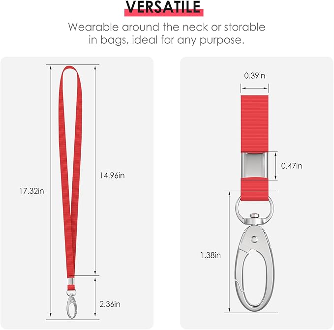 10 Pack Lanyards for ID Badges, Cruise Ship Cards, Keys, Keychain, Long-lasting Neck lanyard Strap with Clasp, Cruise Badge Key Lanyards for Men, Women, Teachers, Kids (Red)
