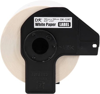 Brother Genuine DK-12473PK Die-Cut Large Shipping Paper Labels, 4.07 in x 6.4 in (103 mm x 164 mm) Large Shipping White Paper Labels, 180 Labels per Roll, (3) Rolls per Box, DK12473PK