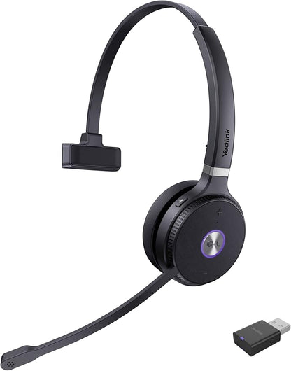 Yealink WH62 Wireless Headset with DECT Dongle, Ultra Portable Headset for Teams & Zoom, Skype Certified, Office Headphone with Noise Canceling Mic for Computer PC Laptop VoIP/SIP Phone,393 ft Range