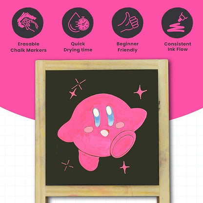 5 Pink Chalkboard Chalk Markers - Pink Dry Erase Markers for Blackboard, Chalkboard Signs, Windows, Glass | Variety Pack - Fine & Jumbo Size Ink Pen (1mm, 3mm, 6mm, 10mm, 15mm)